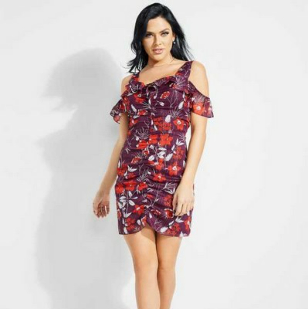 NWT Tess Chiffon Ruffle Guess Dress